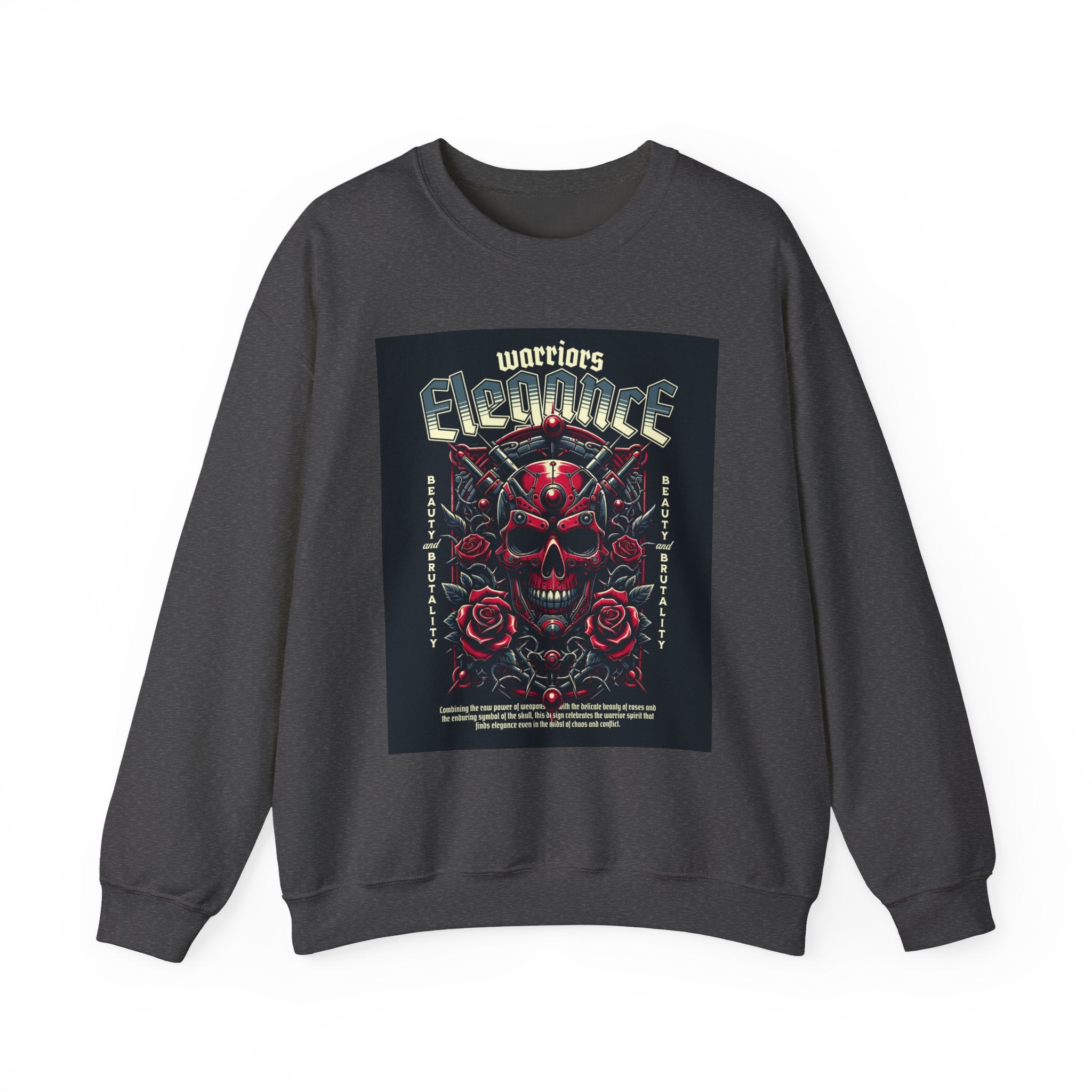 Crewneck Sweatshirt – "Warriors Electric" Skull & Roses Graphic
