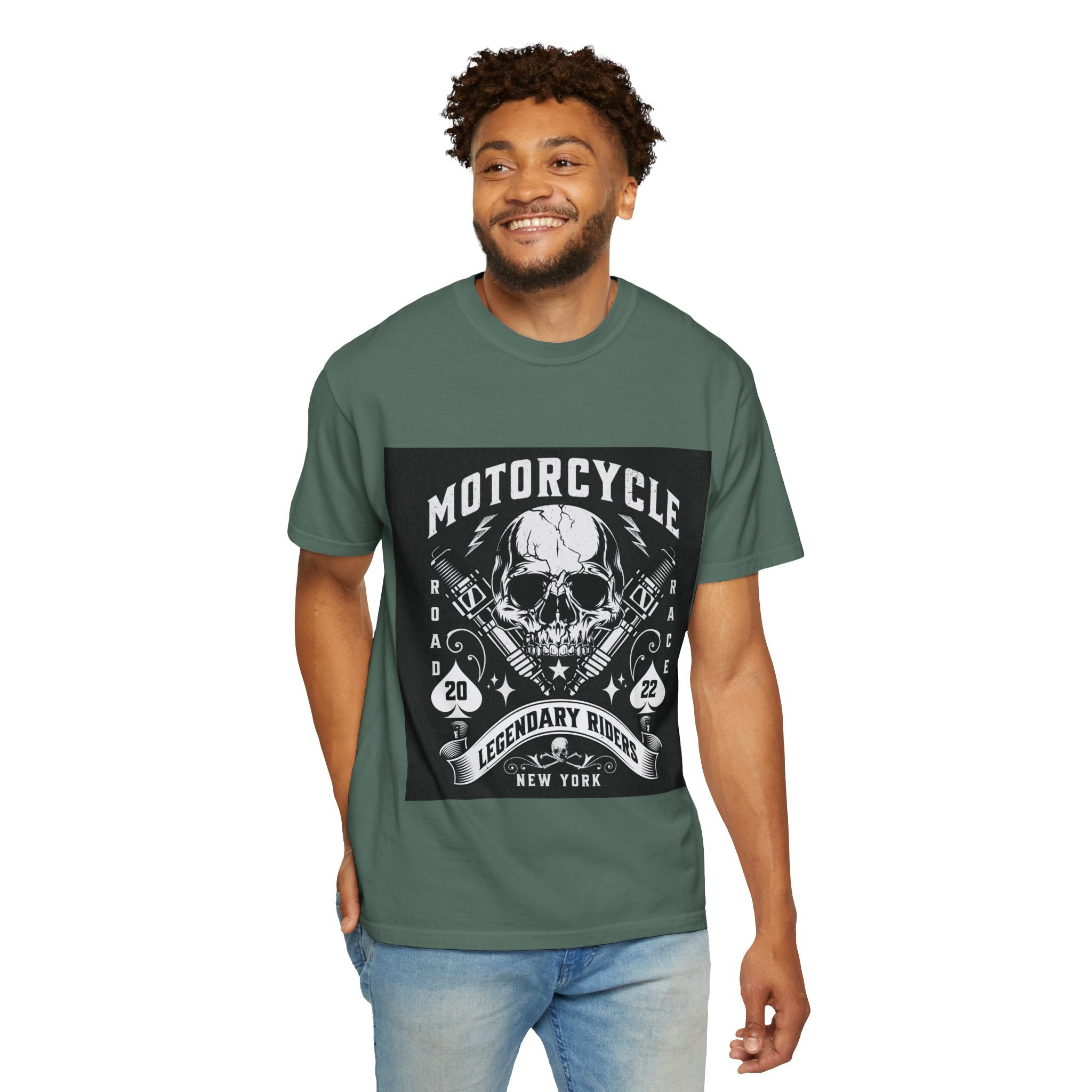 Motorcycle Skull Tee — "Legendary Riders" Vintage Biker Graphic T-Shirt