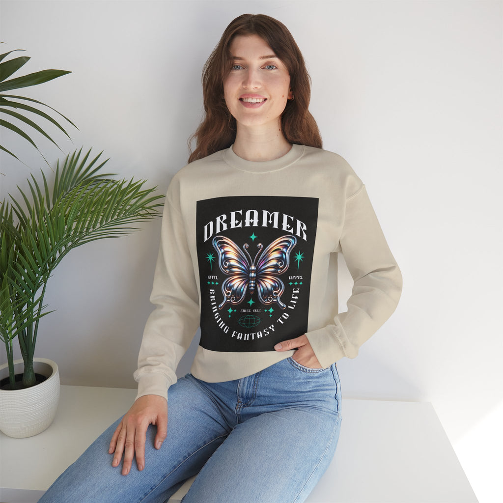 Dreamer Butterfly Crewneck Sweatshirt — Inspiring 'Dreamer' Graphic Pullover
