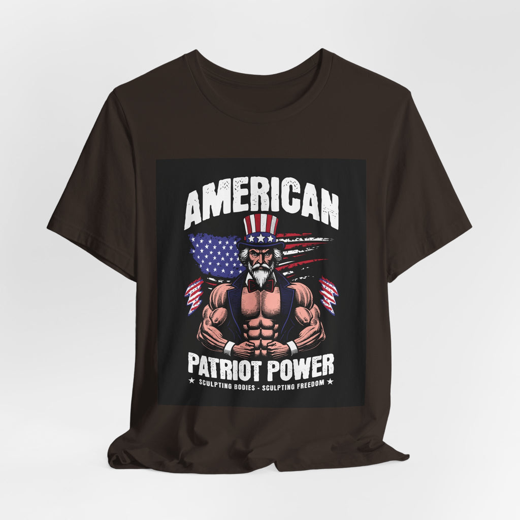 Patriot Power T-Shirt — American Flag Uncle Sam Muscle Graphic Tee
