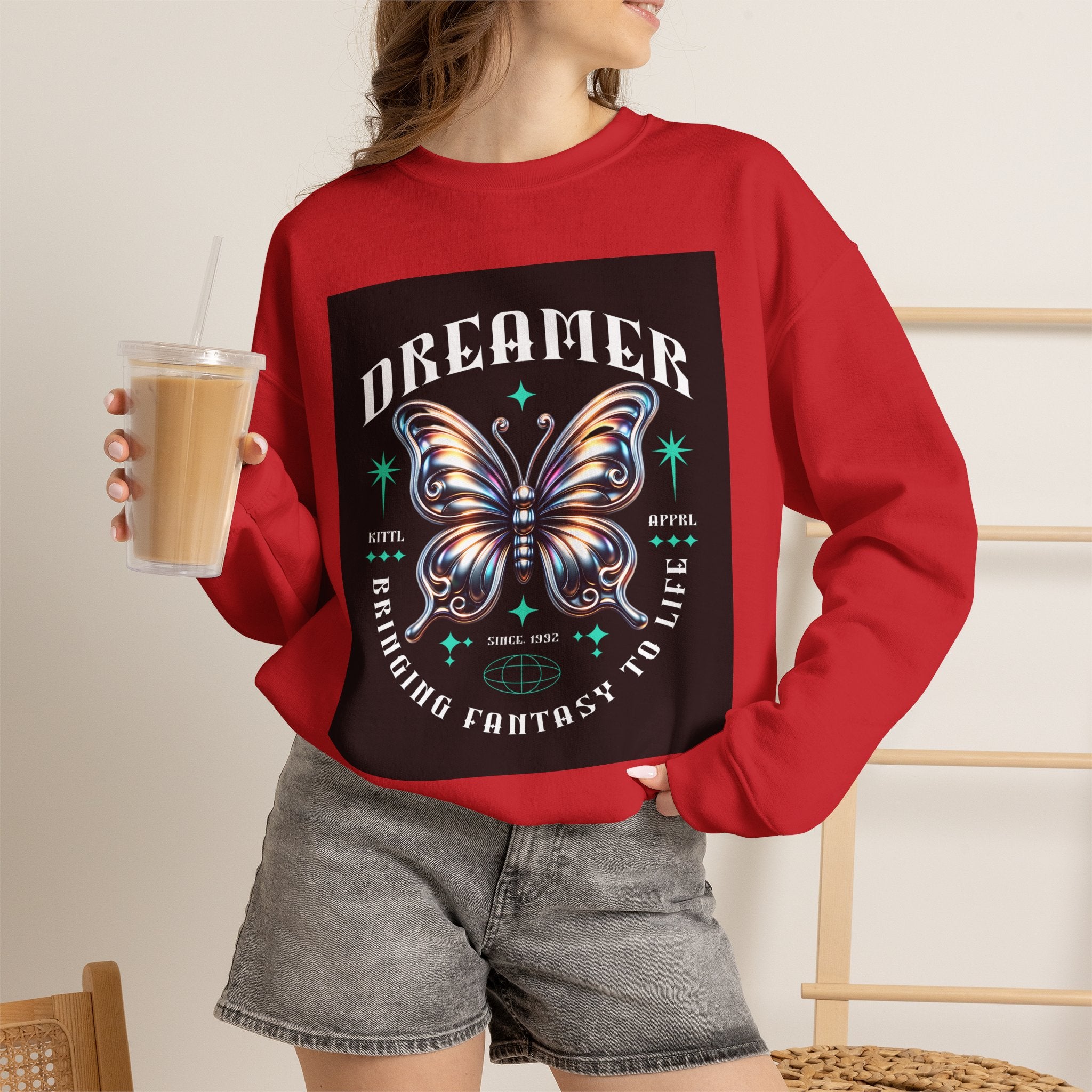 Dreamer Butterfly Crewneck Sweatshirt — Inspiring 'Dreamer' Graphic Pullover