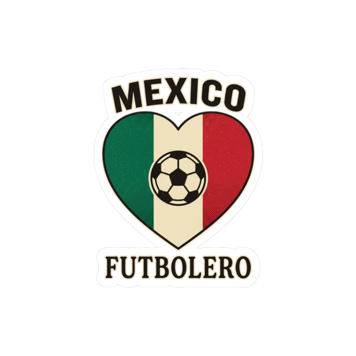 Mexico Futbolero Heart Sticker | Soccer Pride, Mexican Flag Colors