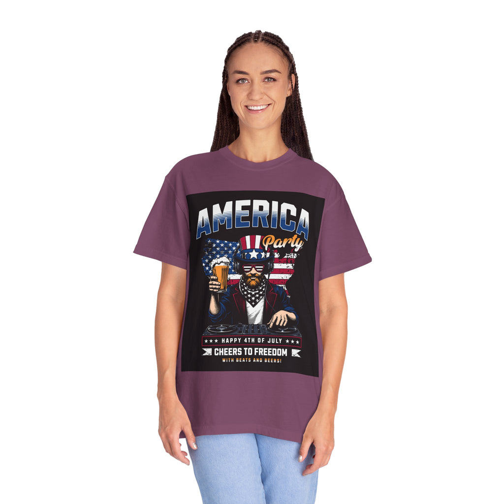 America Party T-Shirt — Cheers to Freedom 4th of July Patriotic Tee