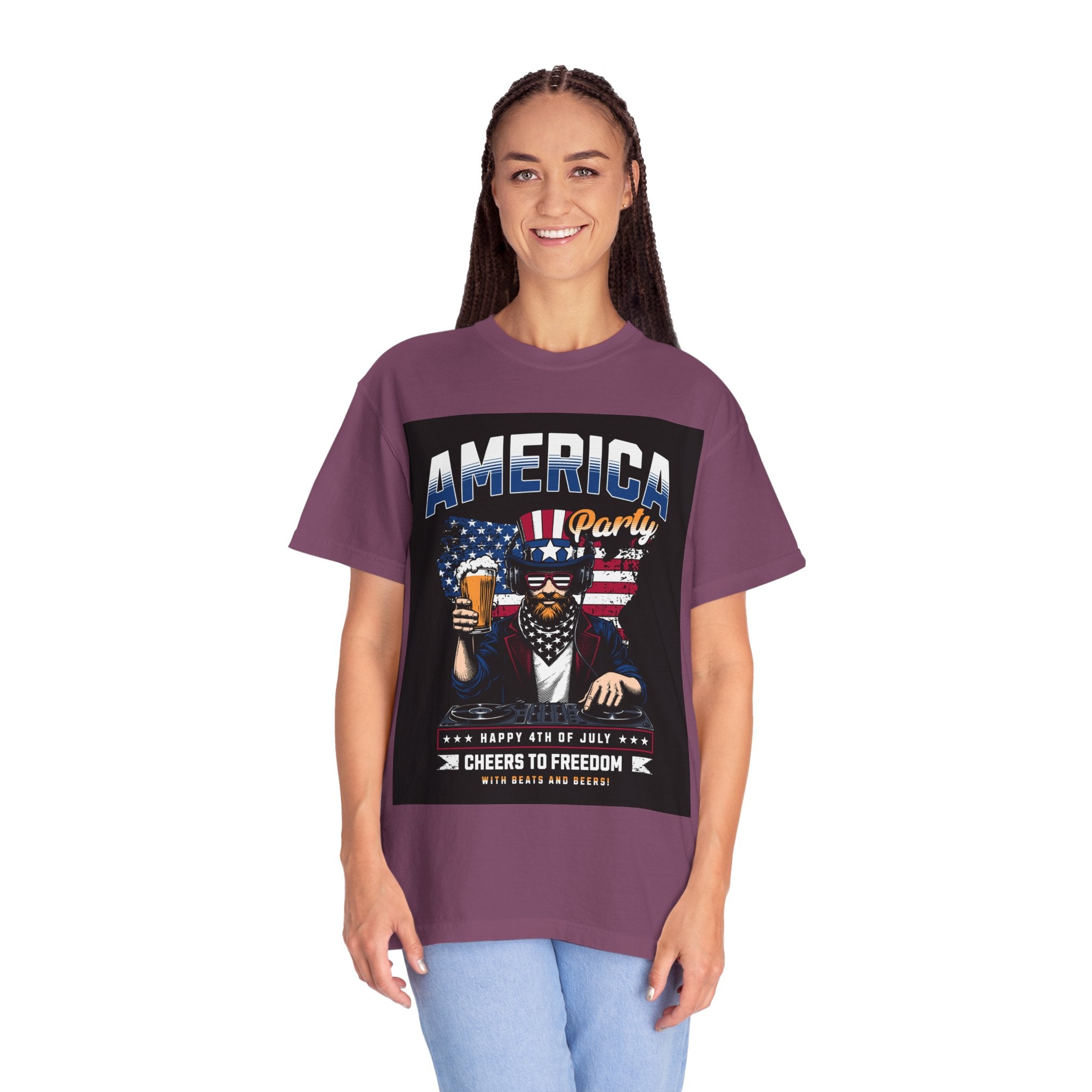 America Party T-Shirt — Cheers to Freedom 4th of July Patriotic Tee
