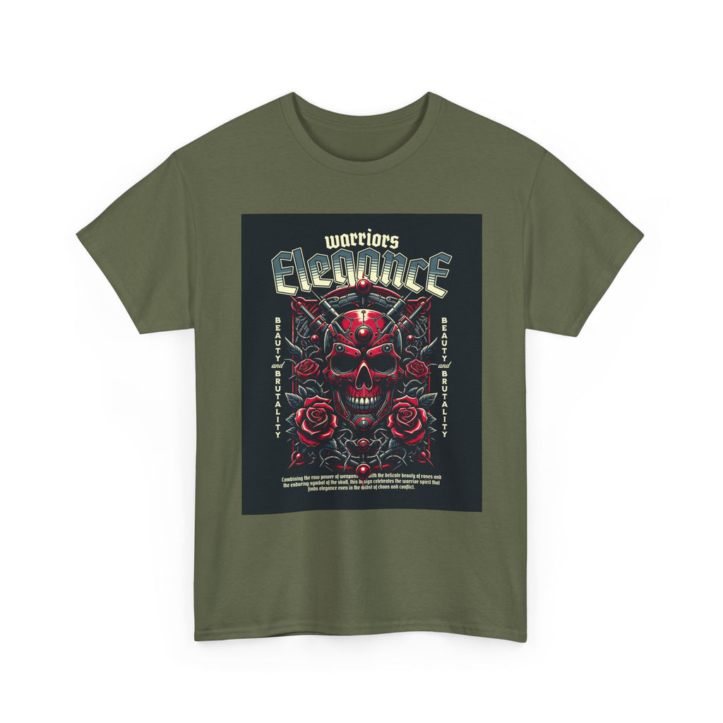 Warriors Electric Skull T‑Shirt — Red Skull & Roses Rock Graphic Tee