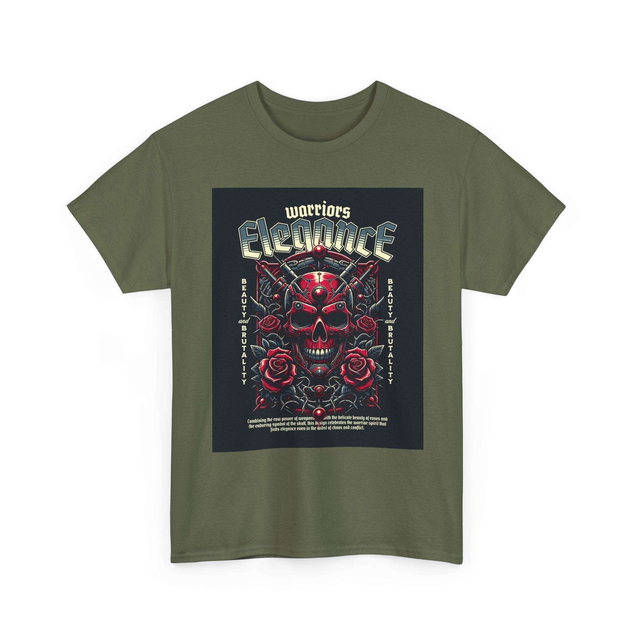 Warriors Electric Skull T‑Shirt — Red Skull & Roses Rock Graphic Tee