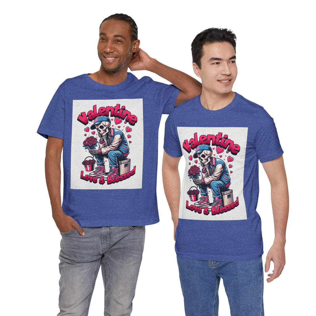 Valentine Skull T-Shirt – "Love & Blessed" Gothic Valentine Tee