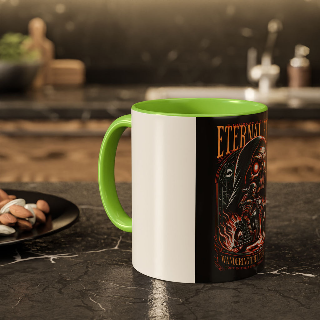 Eternal Exile Skull Biker Mug — Gothic Motorcycle Coffee Cup (11oz/15oz)