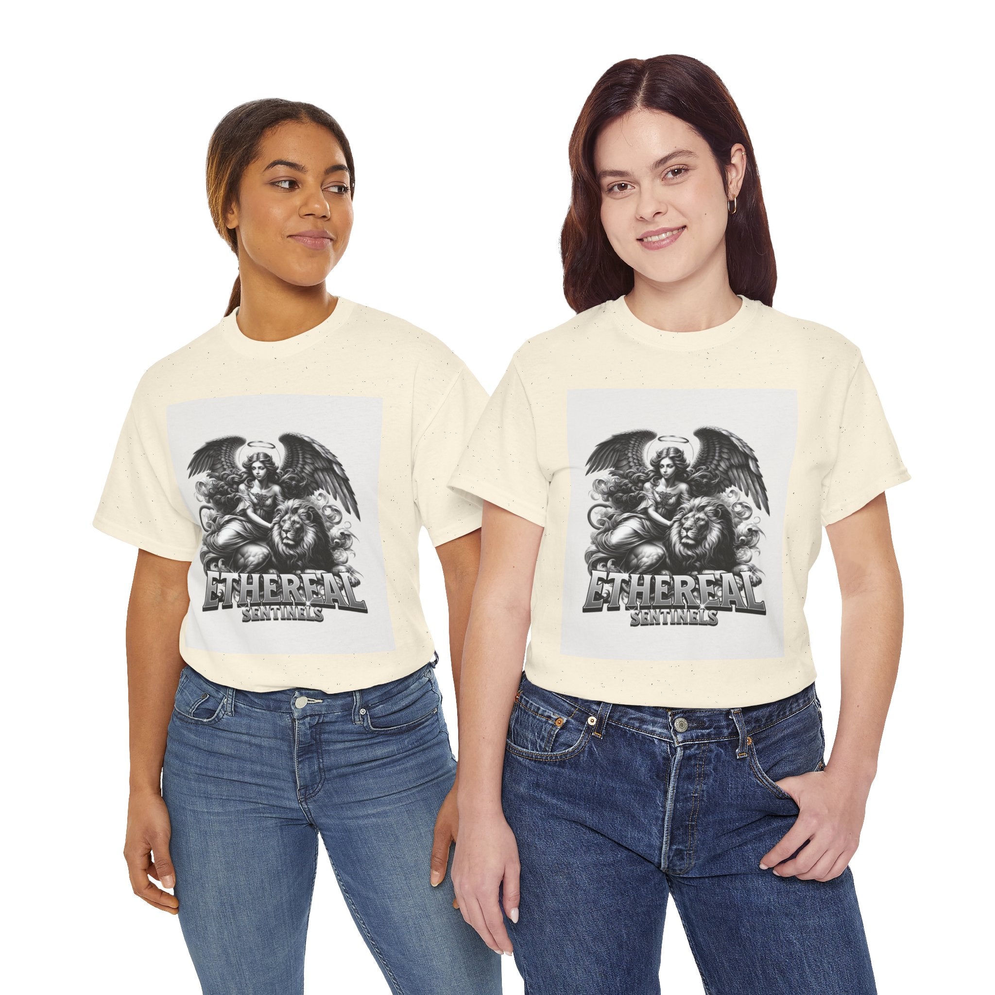 Angel & Lion Graphic Tee — "Ethereal" Vintage Gothic Streetwear