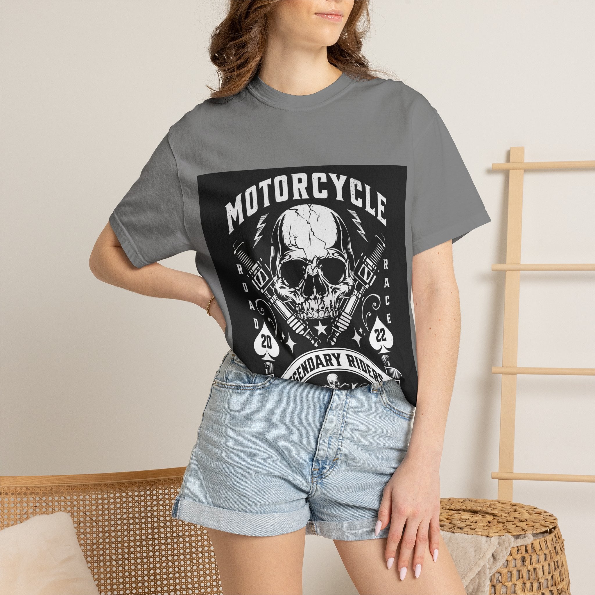 Motorcycle Skull Tee — "Legendary Riders" Vintage Biker Graphic T-Shirt