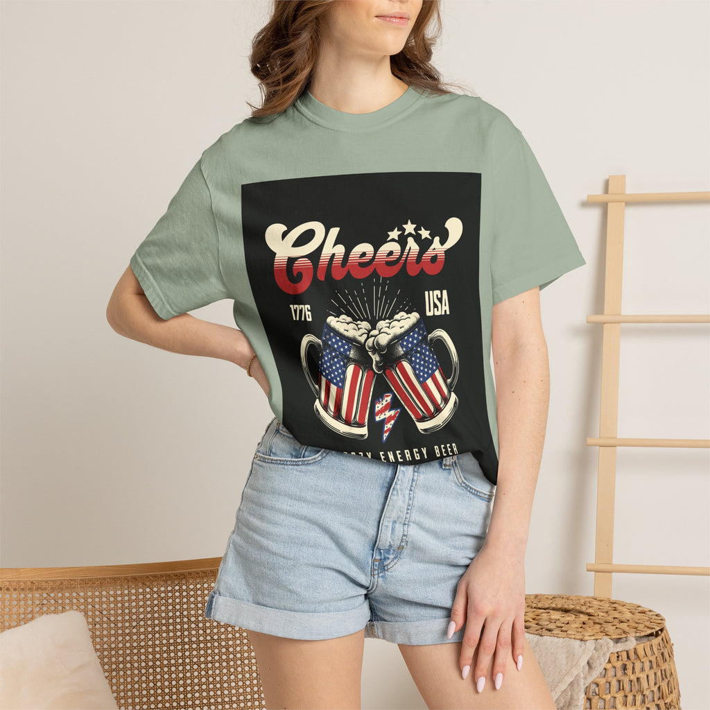 Cheers USA T-Shirt — Patriotic Beer Mugs Graphic Tee (1776)