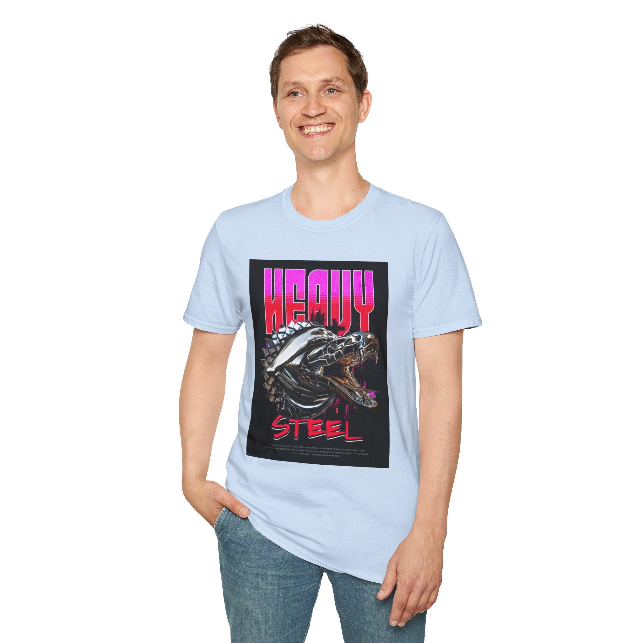 Heavy Steel T-Shirt — Retro Motorcycle Skull Graphic Tee