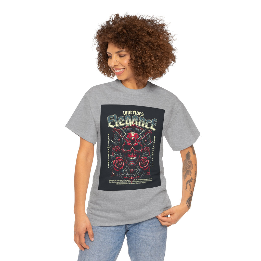 Warriors Electric Skull T‑Shirt — Red Skull & Roses Rock Graphic Tee