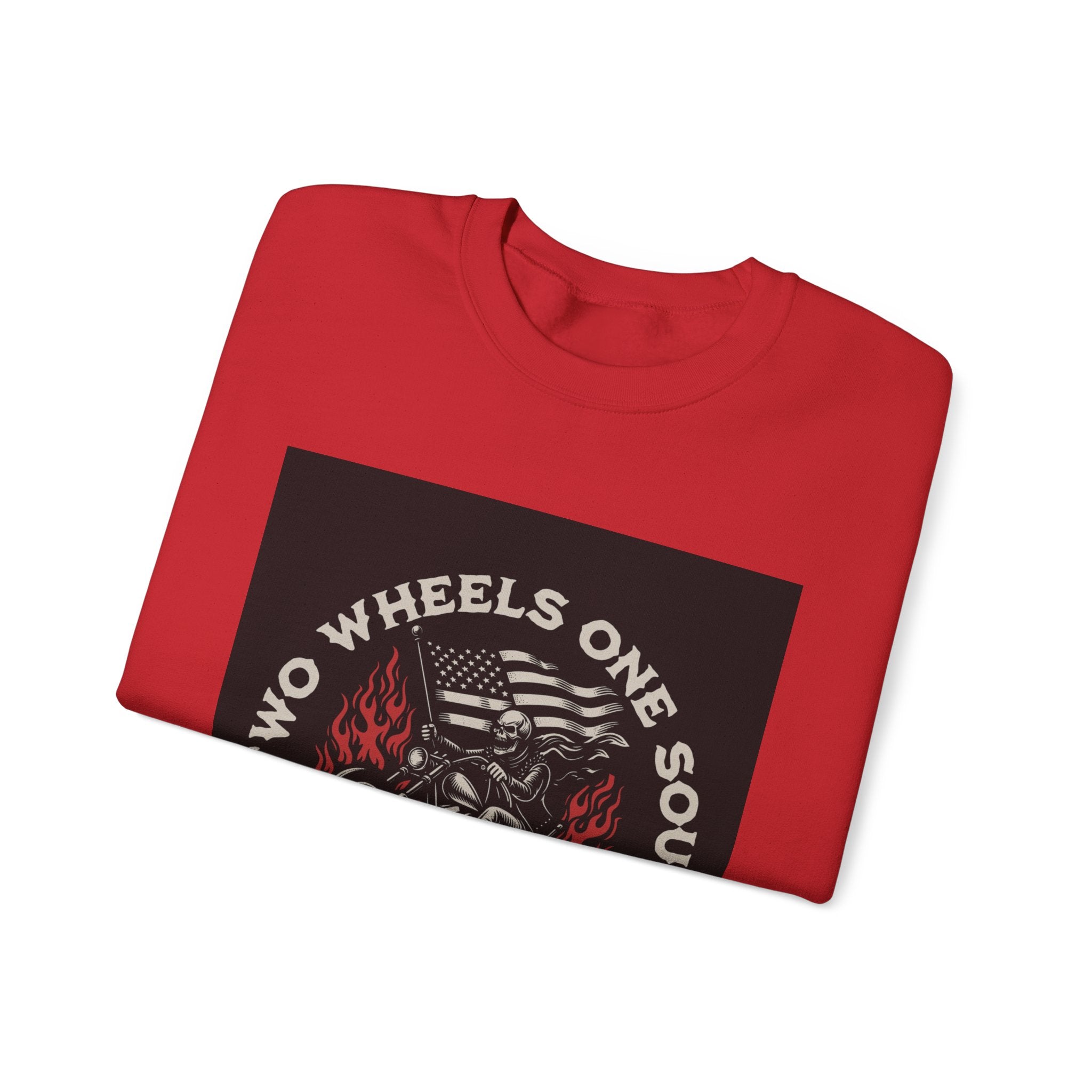 Motorcycle Crewneck Sweatshirt - "Two Wheels One Soul" Vintage Bike Graphic