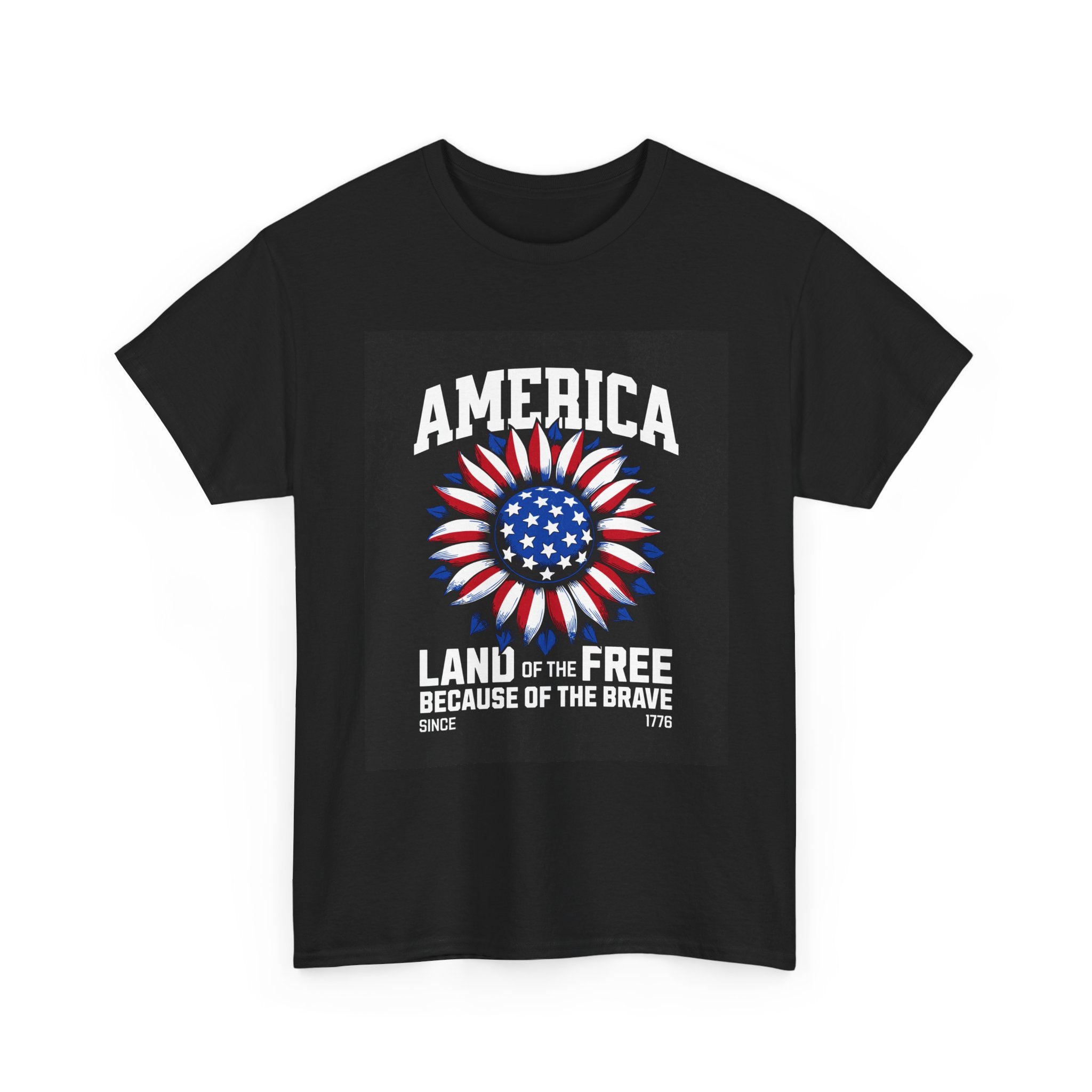 Patriotic America Tee — "Land of the Free Because of the Brave" Cotton T-Shirt