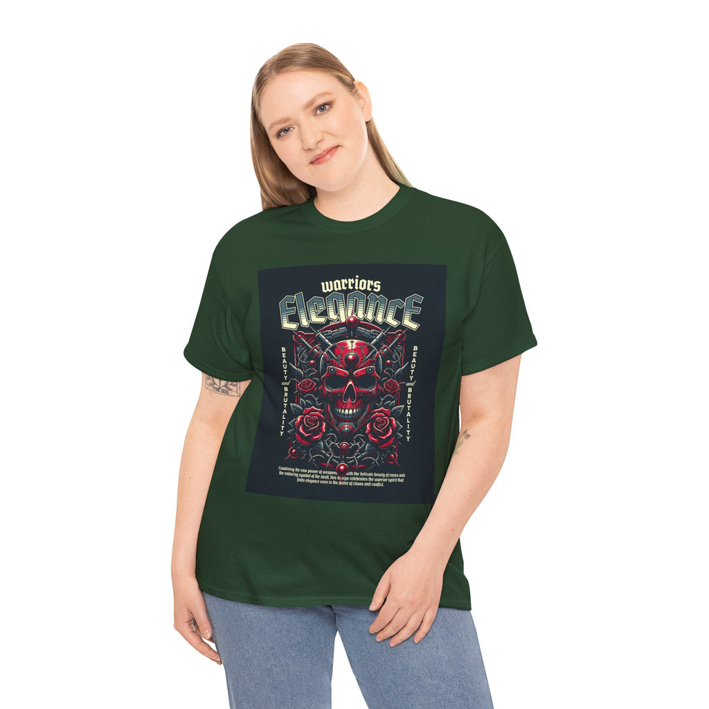 Warriors Electric Skull T‑Shirt — Red Skull & Roses Rock Graphic Tee