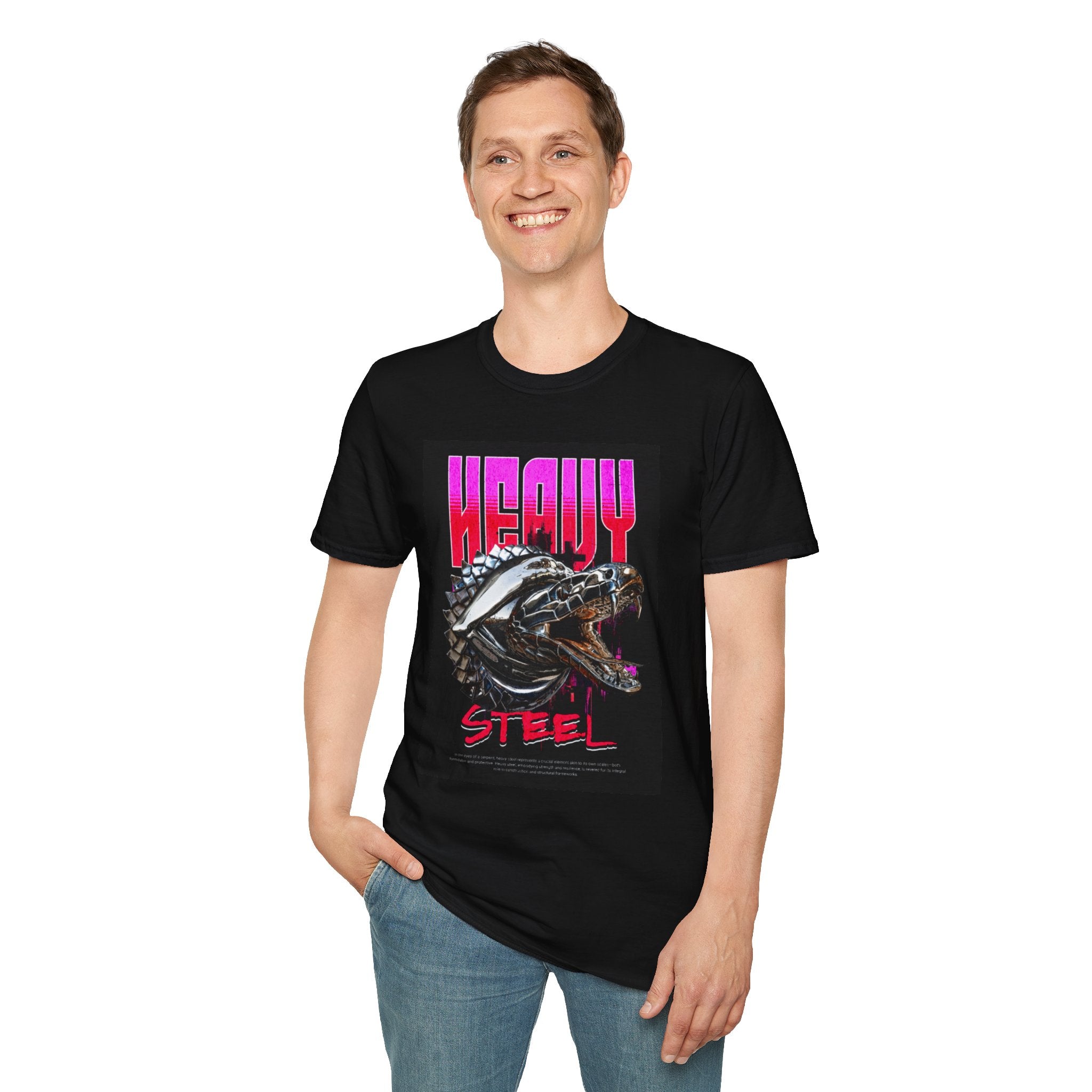 Heavy Steel T-Shirt — Retro Motorcycle Skull Graphic Tee