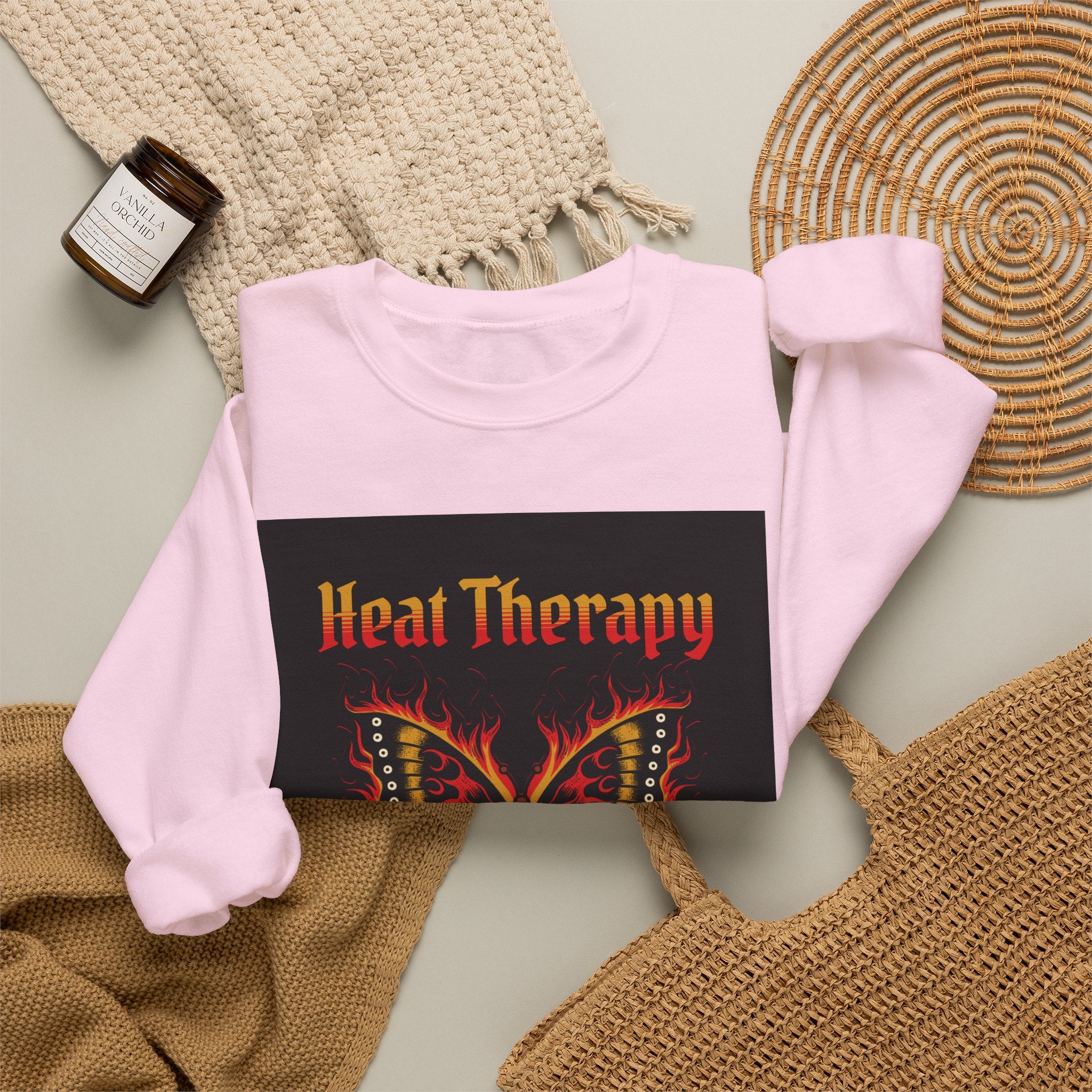 Heat Therapy Crewneck Sweatshirt — Butterfly Flame Graphic
