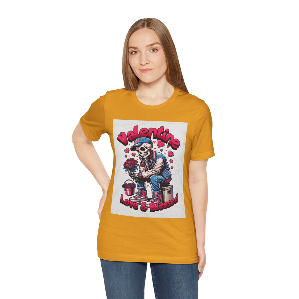 Valentine Skull T-Shirt – "Love & Blessed" Gothic Valentine Tee