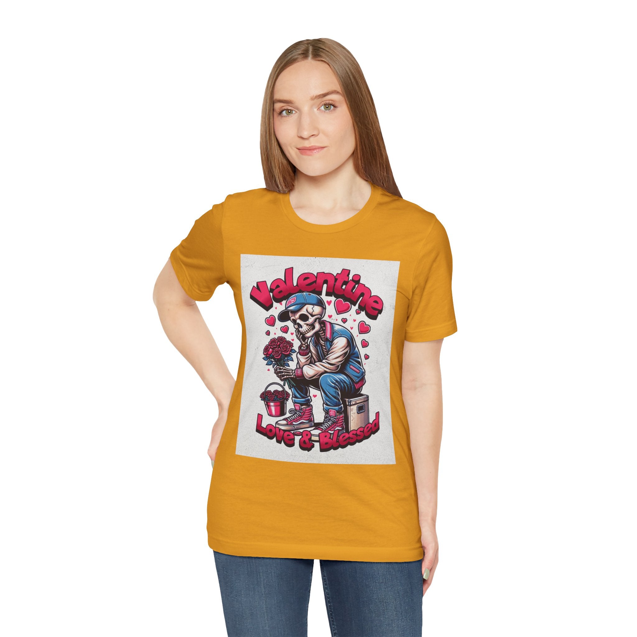 Valentine Skull T-Shirt – "Love & Blessed" Gothic Valentine Tee