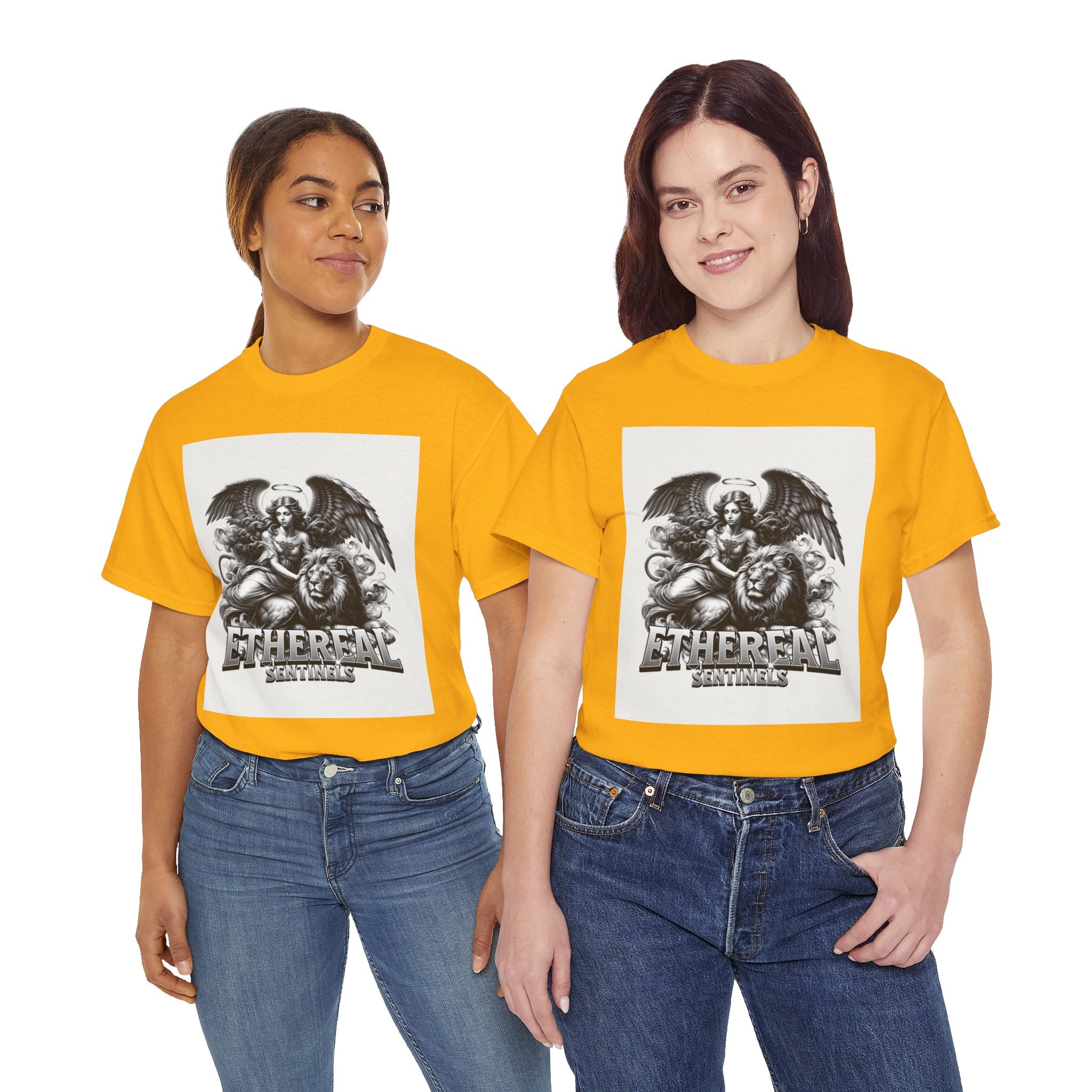 Angel & Lion Graphic Tee — "Ethereal" Vintage Gothic Streetwear