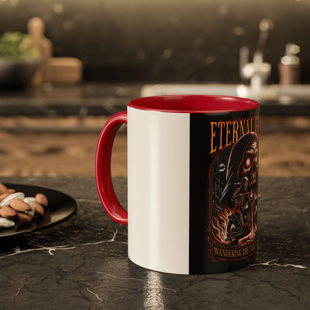 Eternal Exile Skull Biker Mug — Gothic Motorcycle Coffee Cup (11oz/15oz)