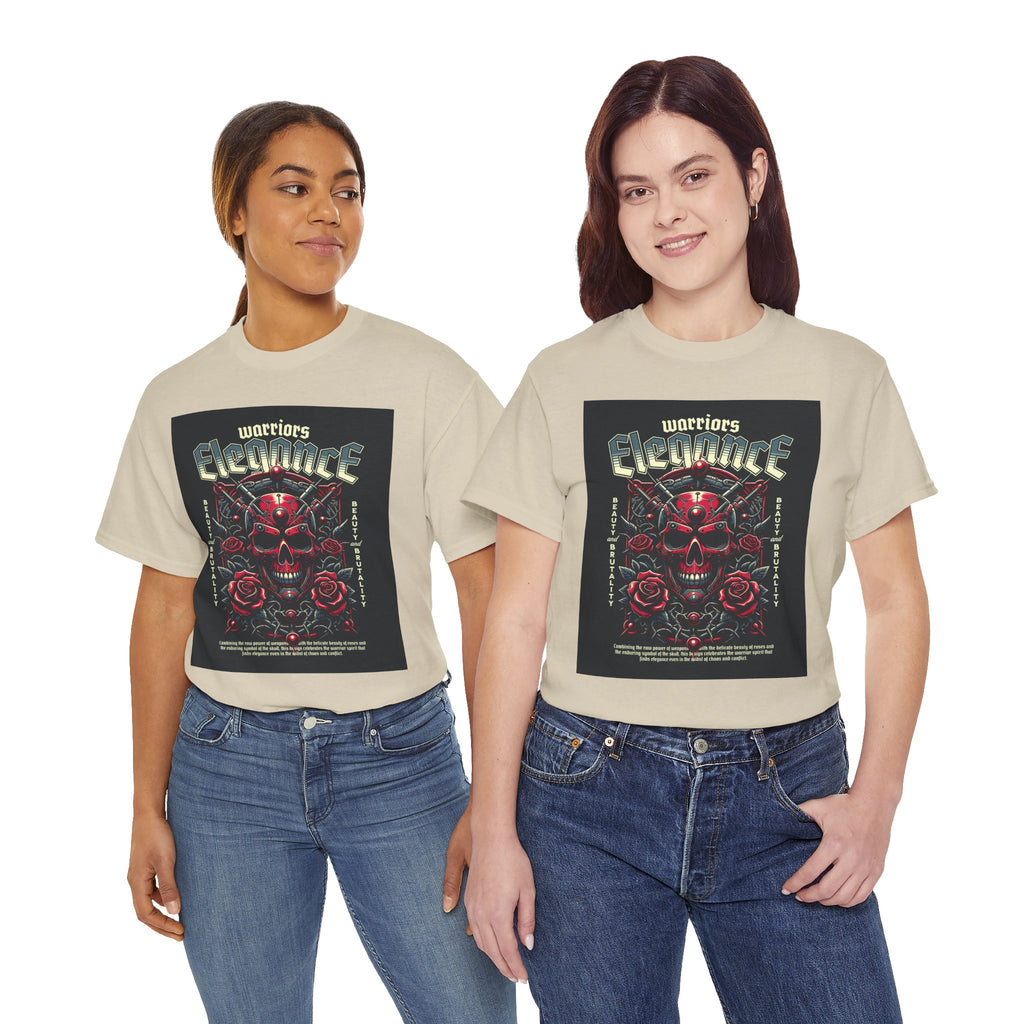 Warriors Electric Skull T‑Shirt — Red Skull & Roses Rock Graphic Tee