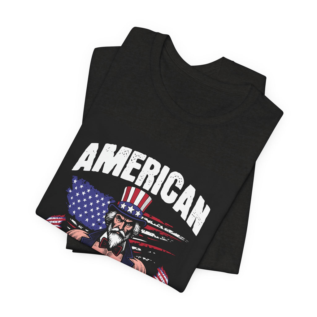 Patriot Power T-Shirt — American Flag Uncle Sam Muscle Graphic Tee