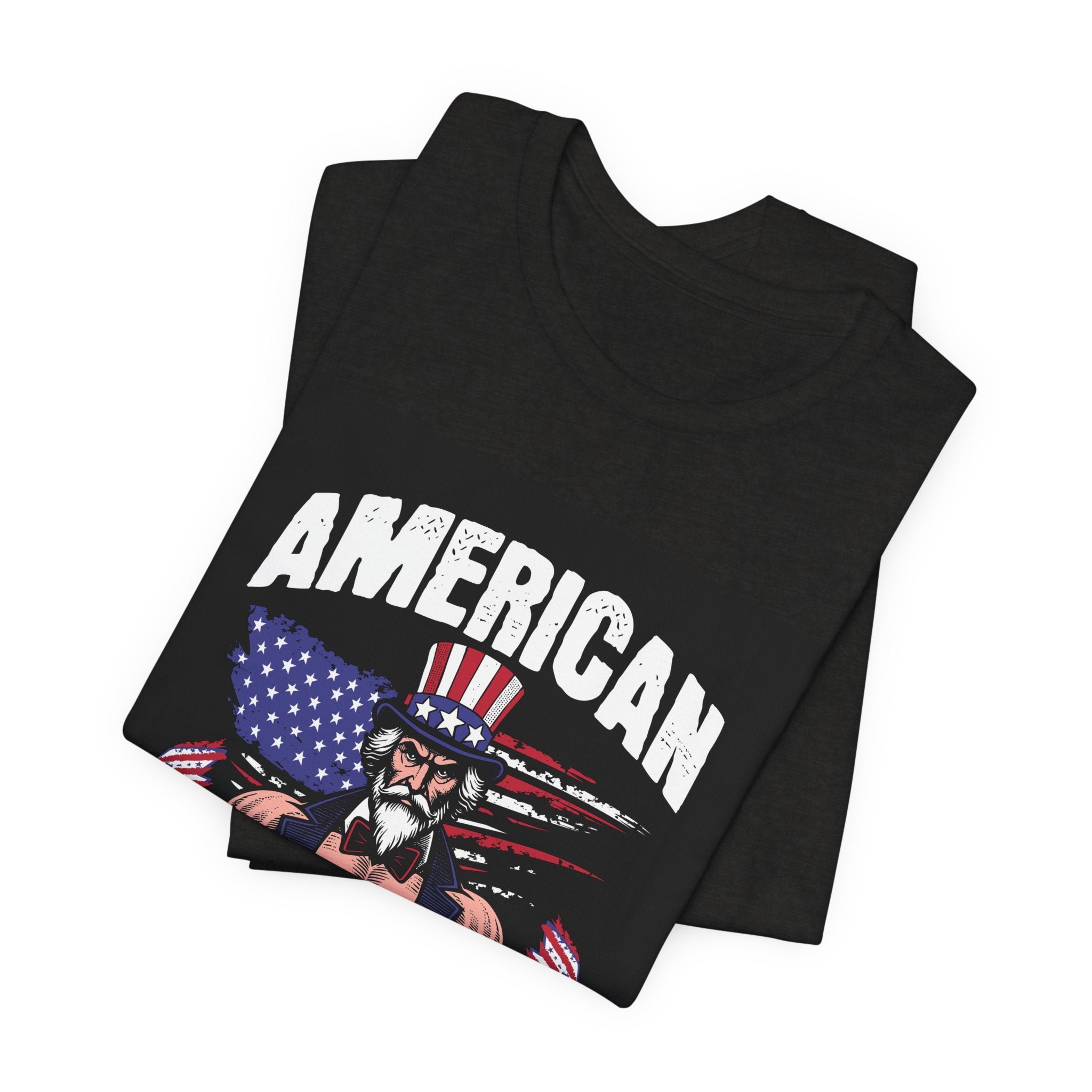 Patriot Power T-Shirt — American Flag Uncle Sam Muscle Graphic Tee