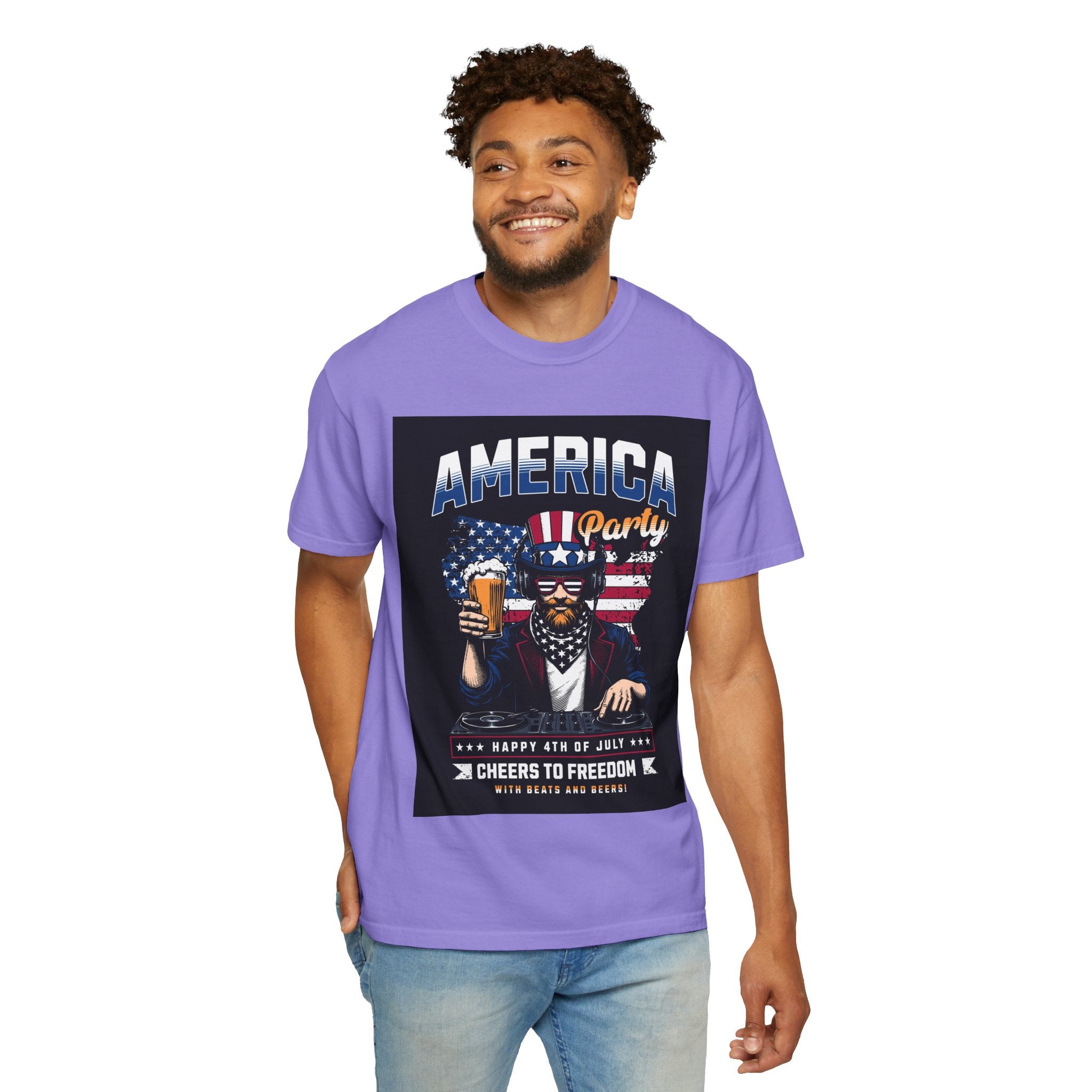 America Party T-Shirt — Cheers to Freedom 4th of July Patriotic Tee