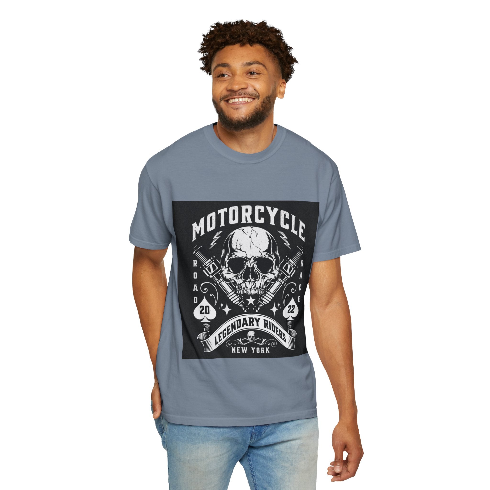 Motorcycle Skull Tee — "Legendary Riders" Vintage Biker Graphic T-Shirt