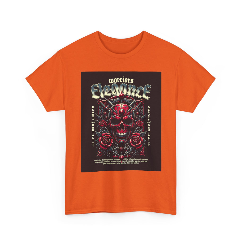 Warriors Electric Skull T‑Shirt — Red Skull & Roses Rock Graphic Tee