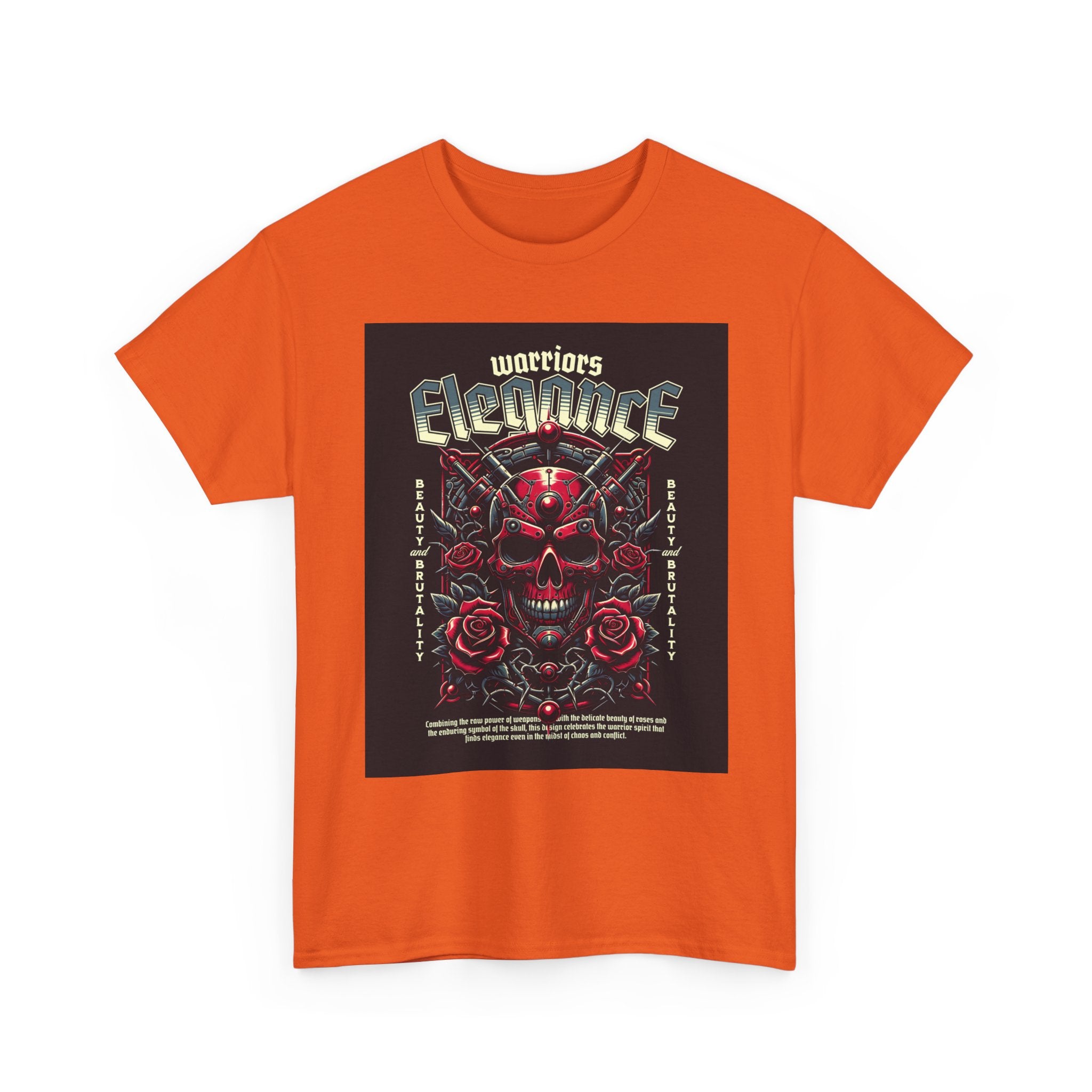 Warriors Electric Skull T‑Shirt — Red Skull & Roses Rock Graphic Tee