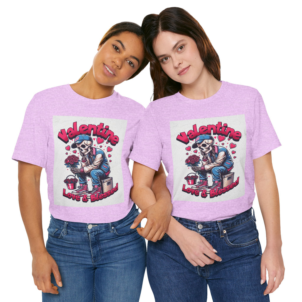 Valentine Skull T-Shirt – "Love & Blessed" Gothic Valentine Tee