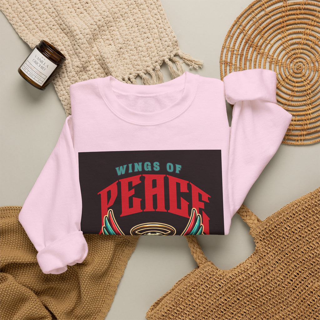Wings of Peace Skull Crewneck Sweatshirt — Soar Above With Love Graphic