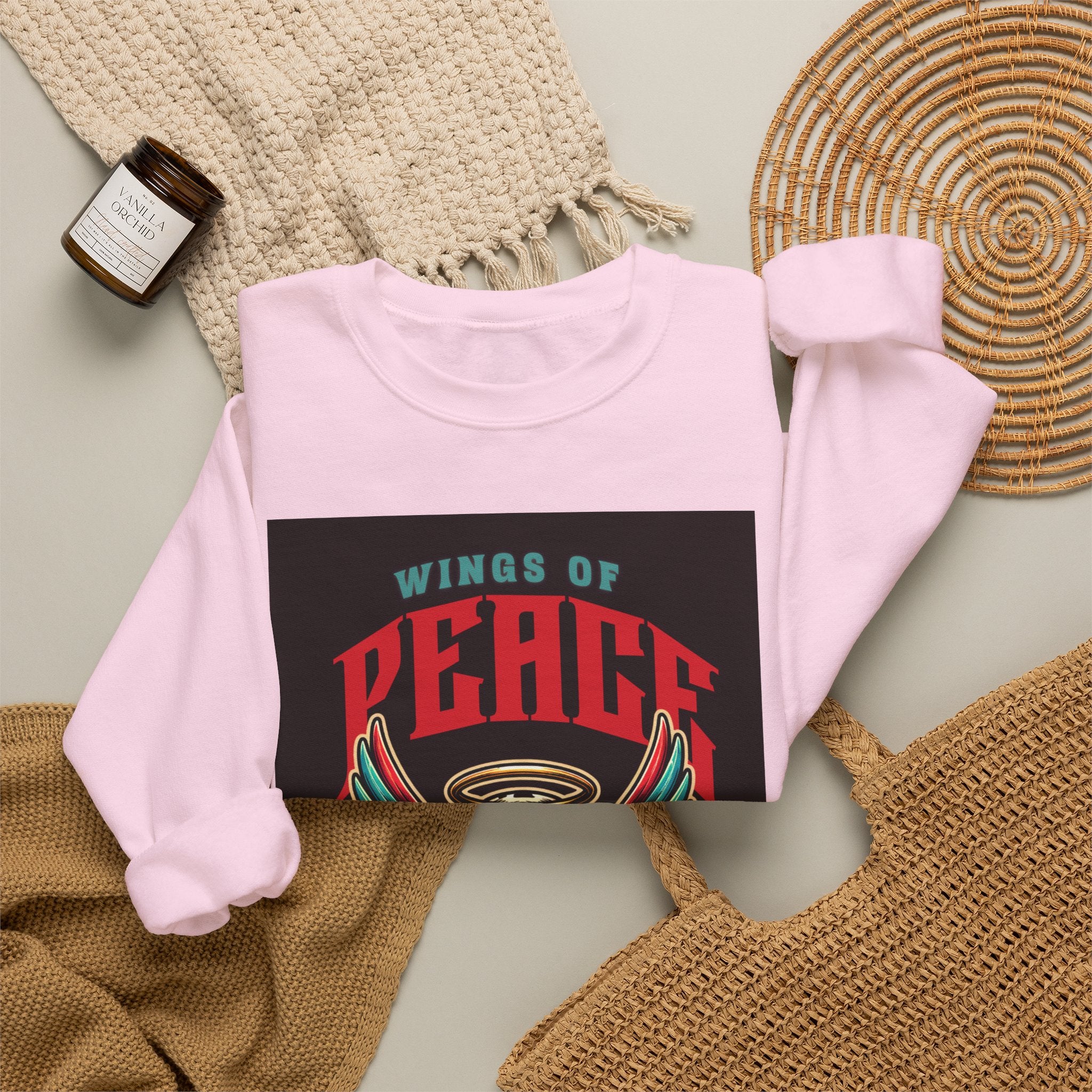 Wings of Peace Skull Crewneck Sweatshirt — Soar Above With Love Graphic