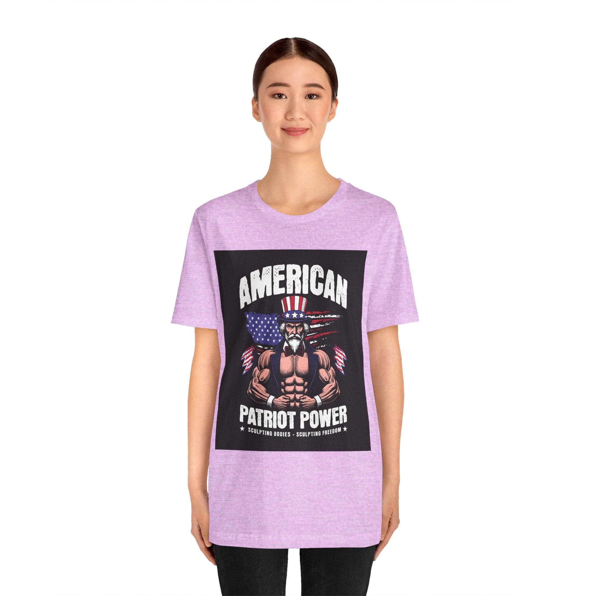 Patriot Power T-Shirt — American Flag Uncle Sam Muscle Graphic Tee