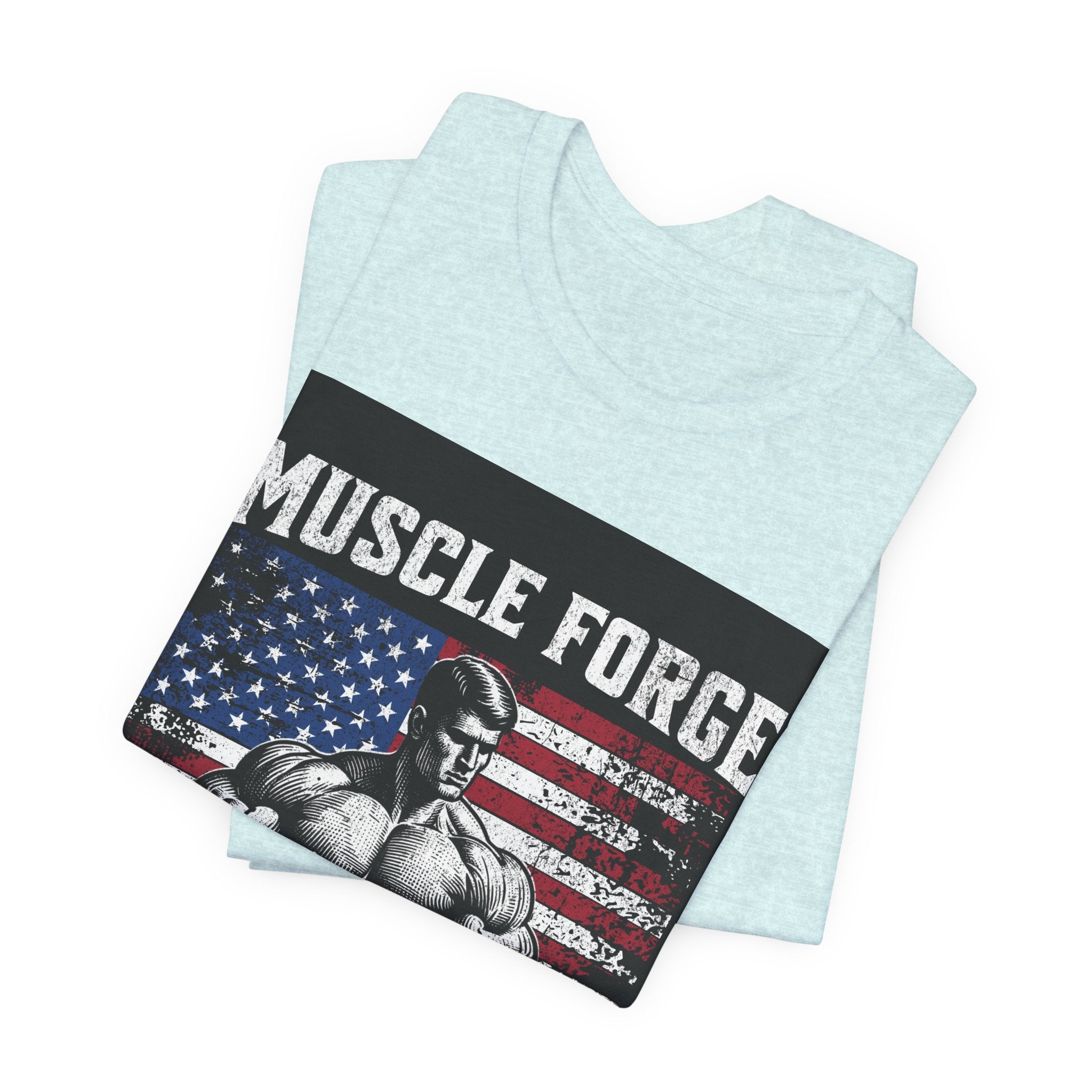 Muscle Forge American Flag Gym Tee — "Sculpt Your Legacy" Fitness T-Shirt
