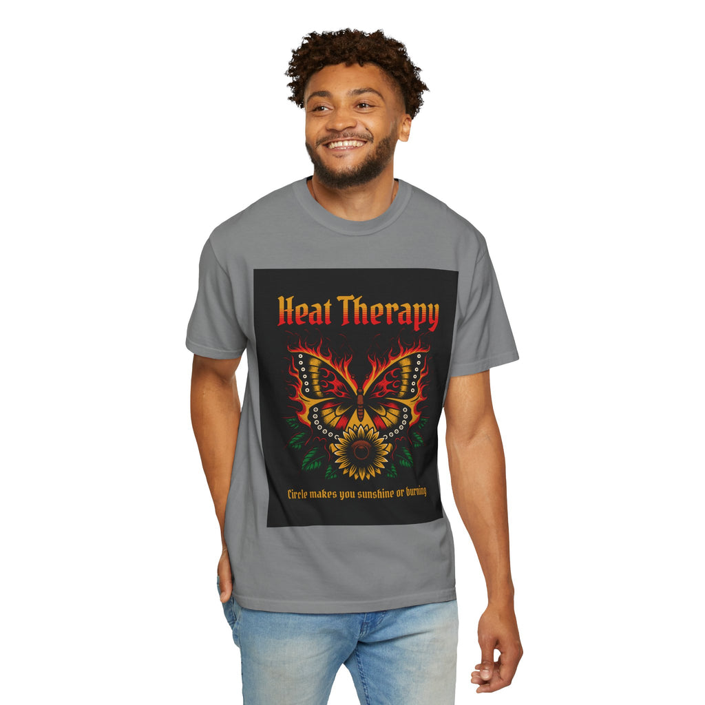 Heat Therapy Butterfly T-Shirt — Retro Floral Sunflower Design