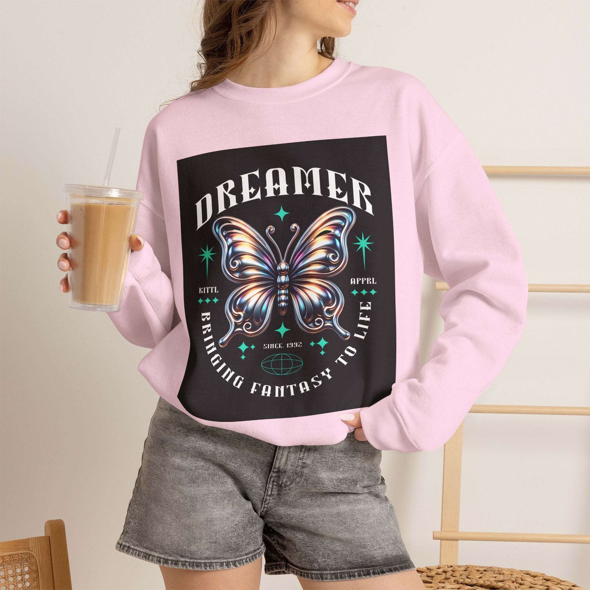 Dreamer Butterfly Crewneck Sweatshirt — Inspiring 'Dreamer' Graphic Pullover