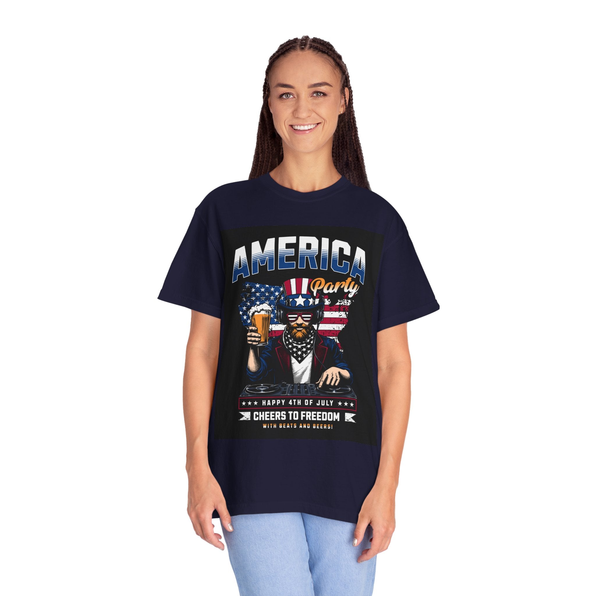 America Party T-Shirt — Cheers to Freedom 4th of July Patriotic Tee