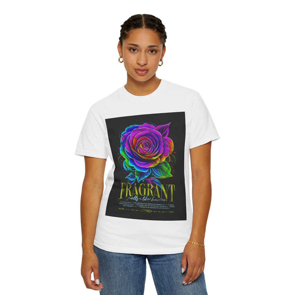 Fragrant Rainbow Rose T-Shirt — Vibrant Floral Graphic Tee