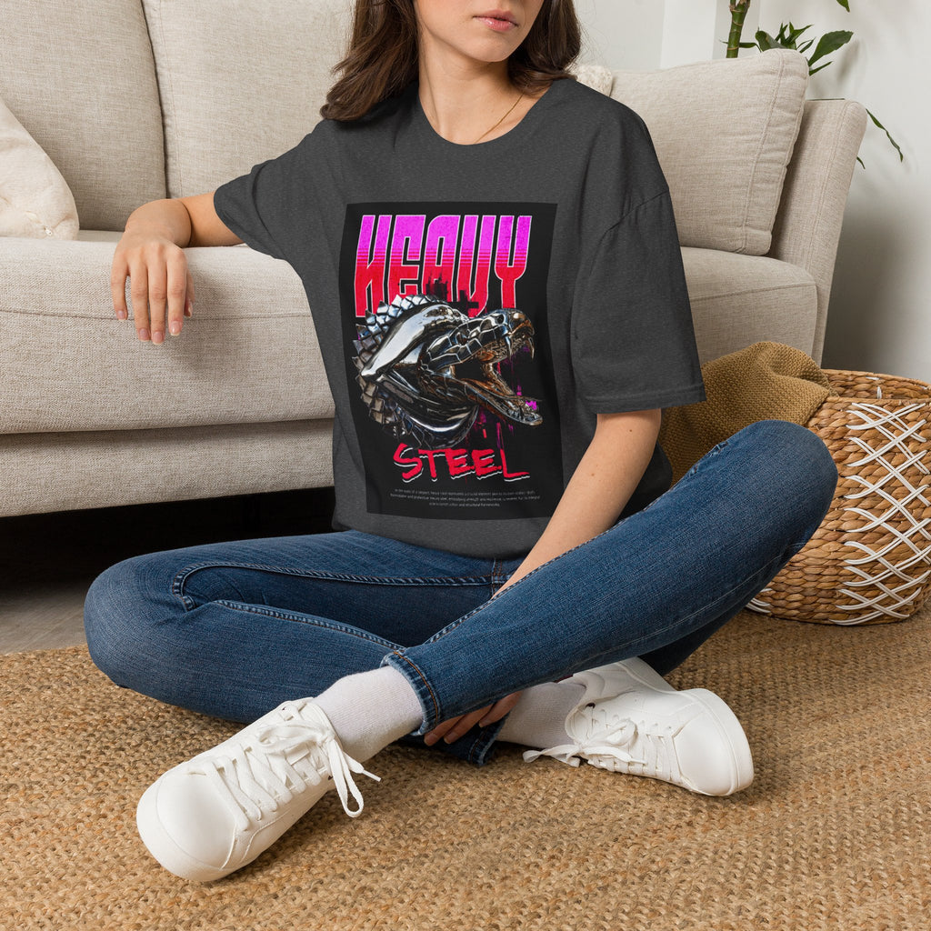 Heavy Steel T-Shirt — Retro Motorcycle Skull Graphic Tee