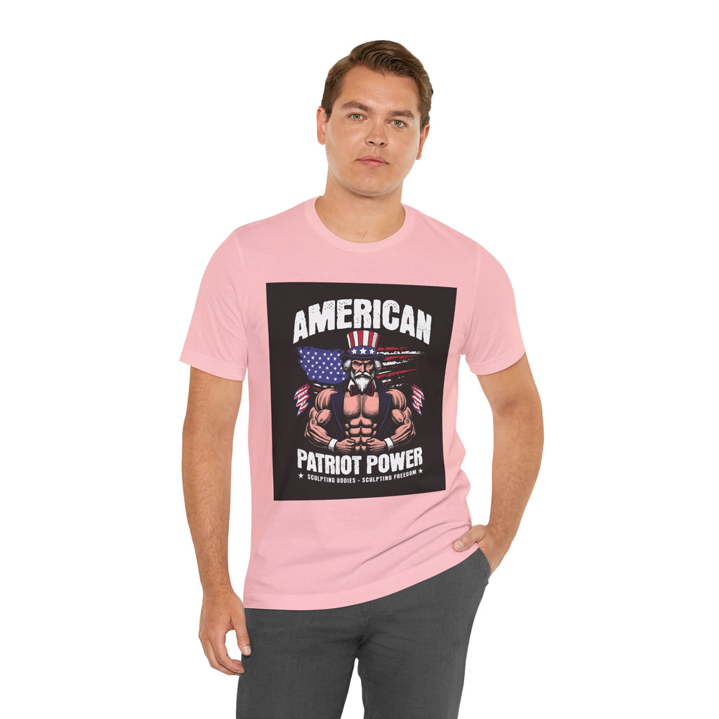 Patriot Power T-Shirt — American Flag Uncle Sam Muscle Graphic Tee