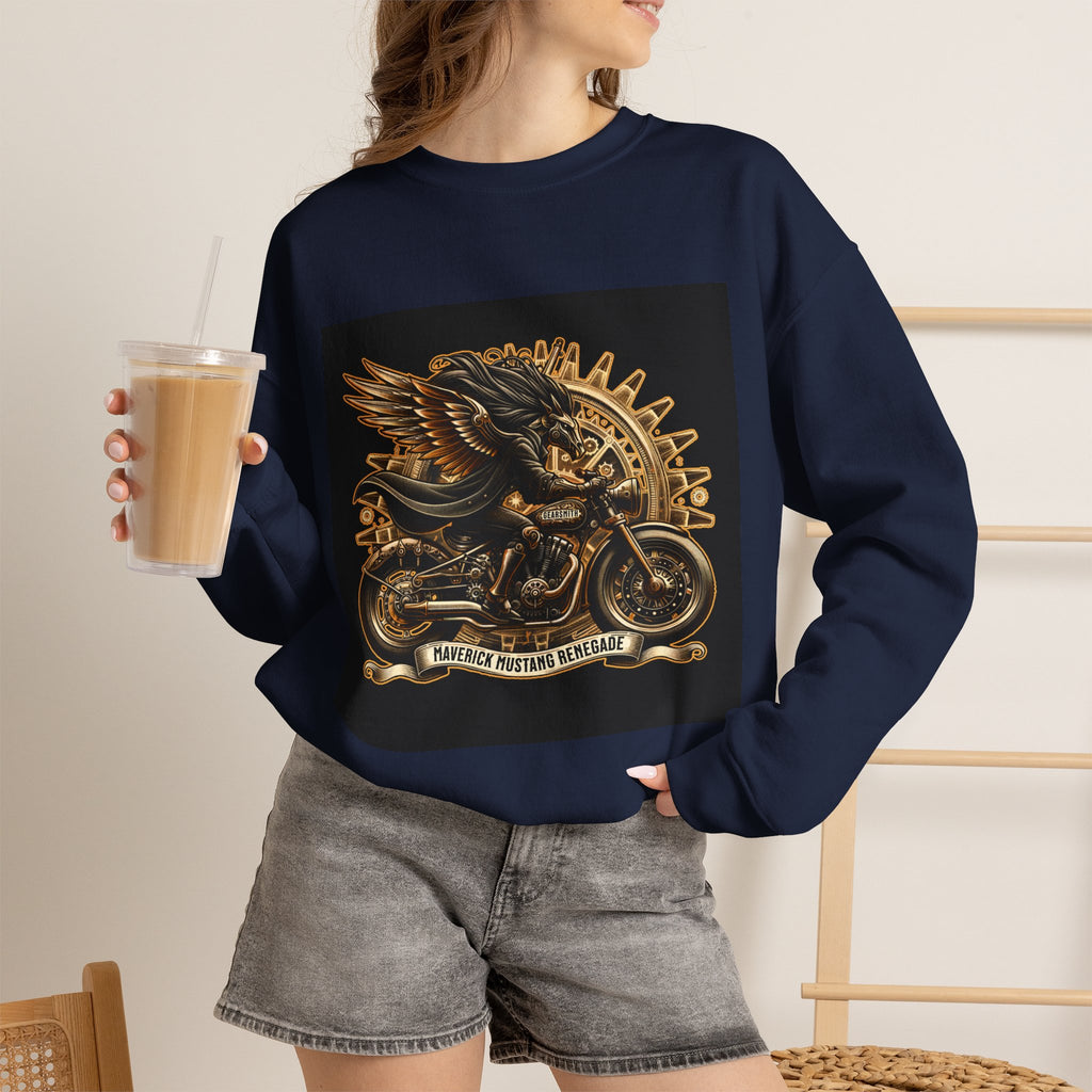 Motorcycle Eagle Crewneck Sweatshirt – "Liberty Rider" Vintage Biker Graphic