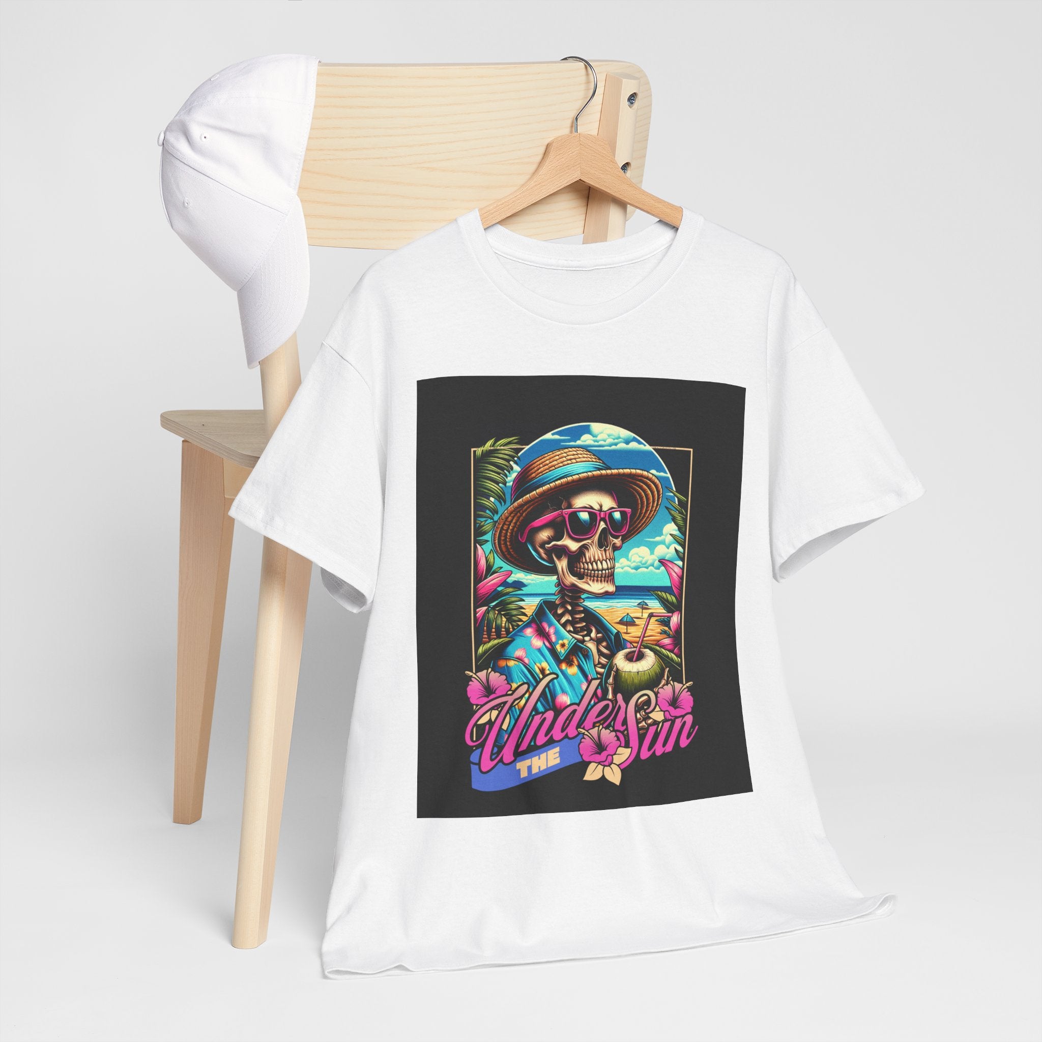 Skull Beach Tee — "Under the Sun" Retro Surf Graphic T-Shirt