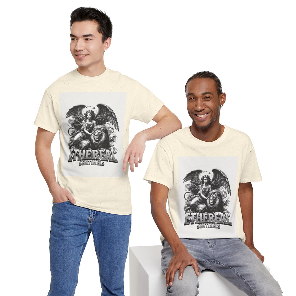 Angel & Lion Graphic Tee — "Ethereal" Vintage Gothic Streetwear