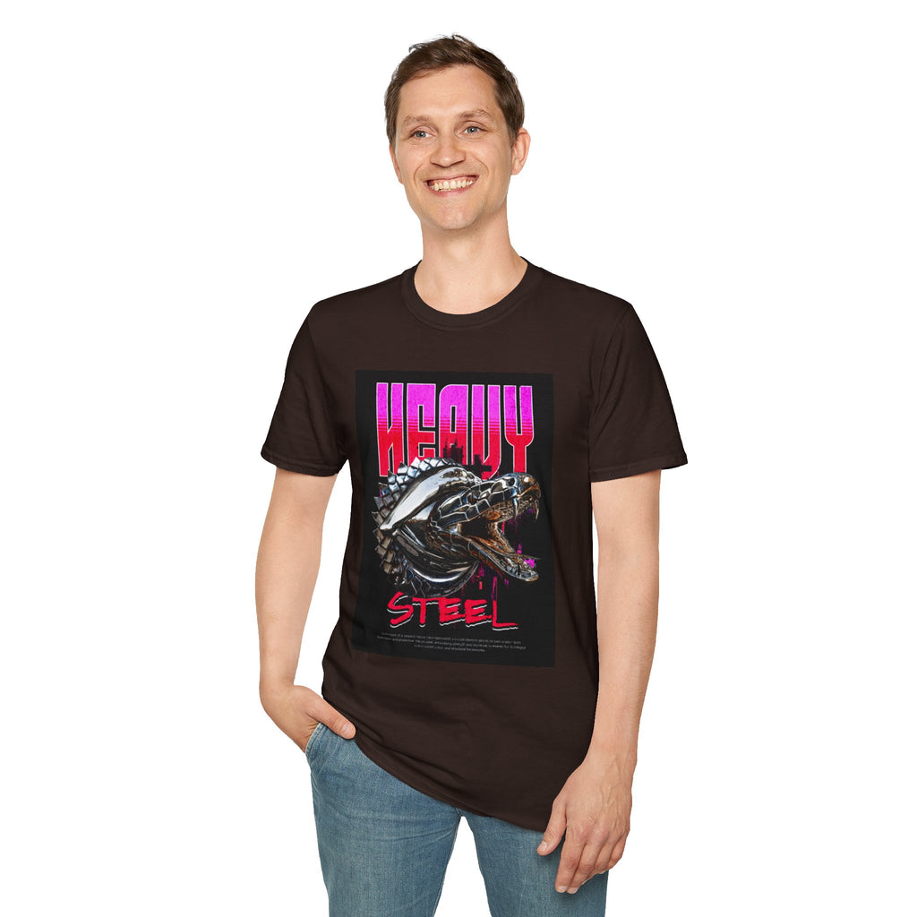 Heavy Steel T-Shirt — Retro Motorcycle Skull Graphic Tee