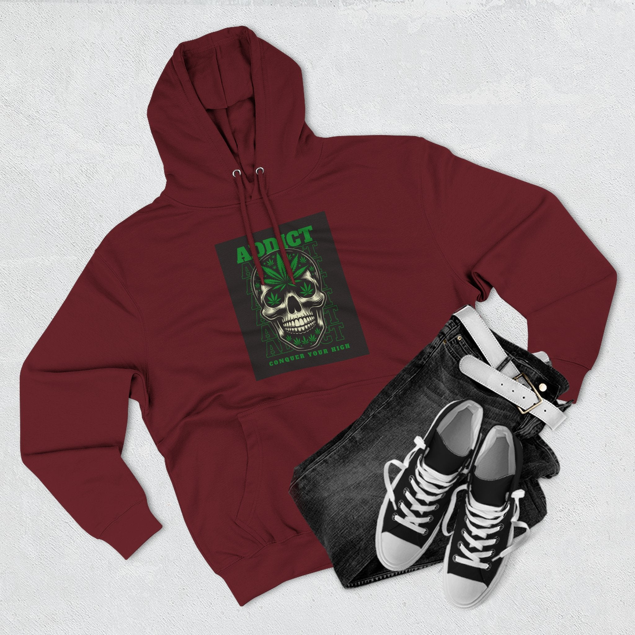 Skull & Snake Hoodie — "Addict" Graphic Pullover