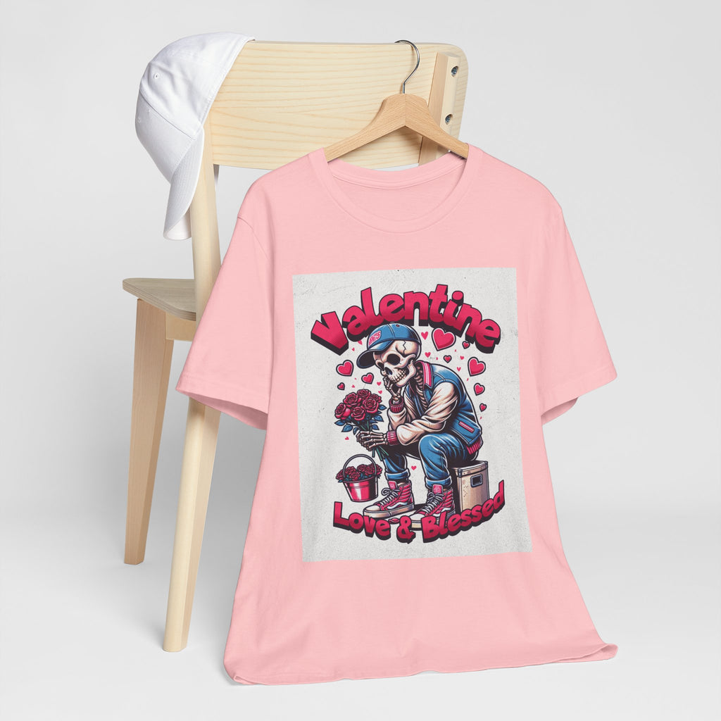 Valentine Skull T-Shirt – "Love & Blessed" Gothic Valentine Tee